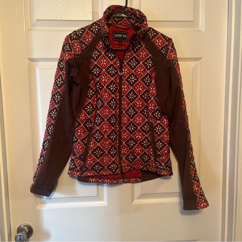 KERRITS Quilted Jacket Side Panels EQUESTRIAN Riding Women's Brown Orange Sz S